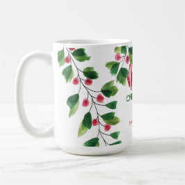God jul Red and Grönt Watercolor Watercolor Wand Kaffemugg