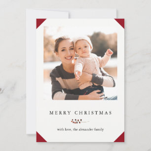 God jul Red and White Rand Photo Card Julkort