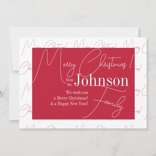 God jul Red and White Script Julkort (Framsida)