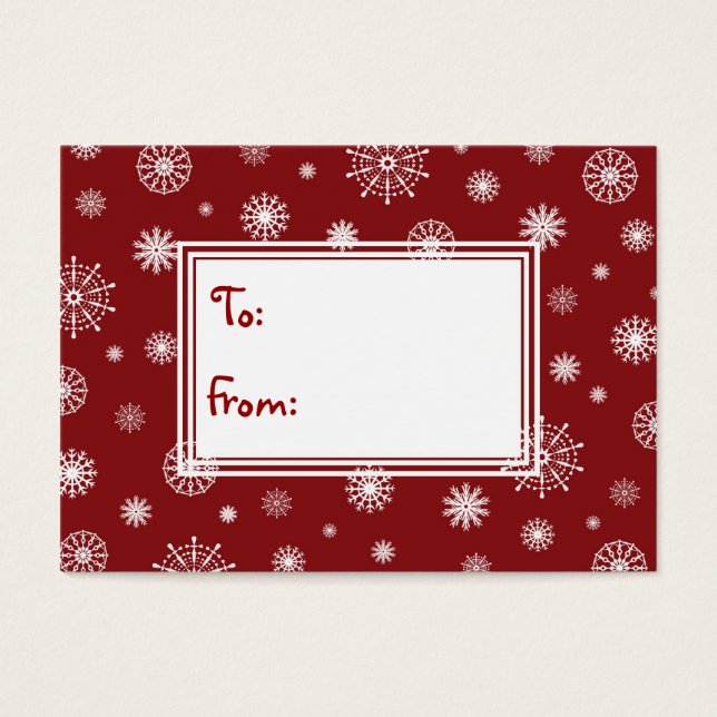 God jul Red and White Snöflingor Gift Märkres Visitkort (Framsidan)
