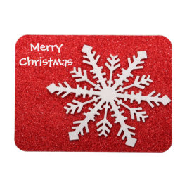 God jul Red and White Snowflake Modern Magnet
