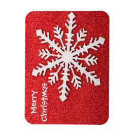 God jul Red and White Snowflake Modern Magnet