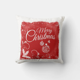God jul Red and White Vintage Retro Kudde