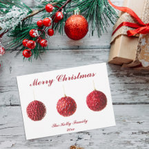 God jul Red Baubles platta kort med text