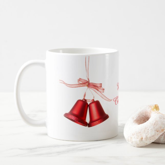 God jul Red Bell-dekoration med text Kaffemugg (Med munk)