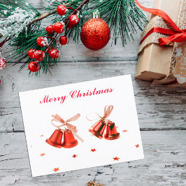 God jul Red Bell-dekorationer med stjärnor Helg Vykort