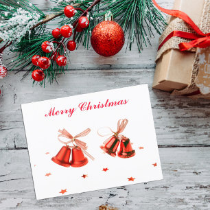 God jul Red Bell-dekorationer med stjärnor Helg Vykort
