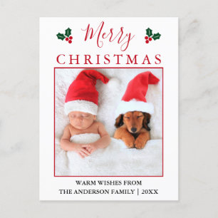 god jul Red Berries Photo Vykort