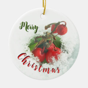 God jul Red Berries ut ur Snö Ornament