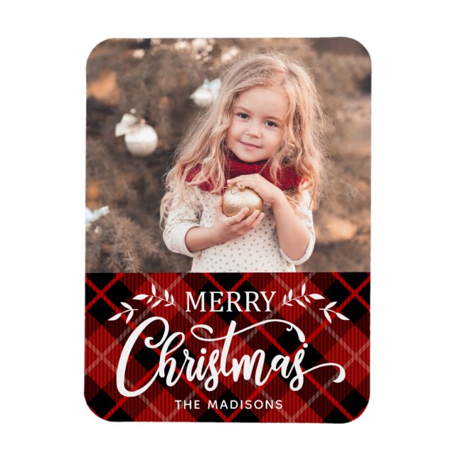God jul Red Black Pset Photo Magnet (Vertikal)