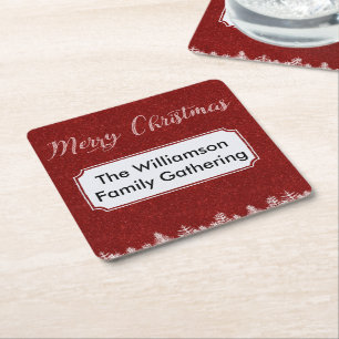 God jul Red Bling-etiketter Underlägg Papper Kvadrat