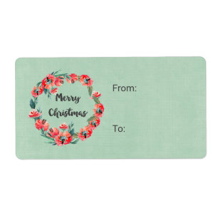 God jul Red Blommigt Vattenfärgning Utandning Fraktsedel