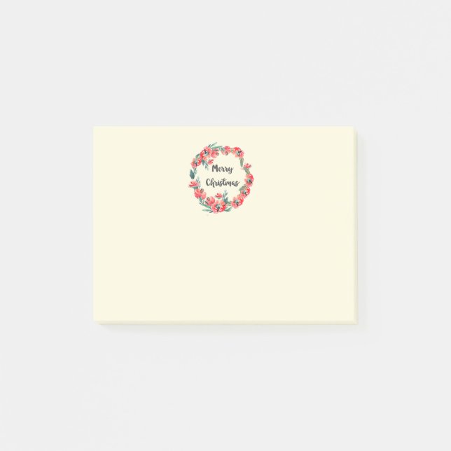God jul Red Blommigt Vattenfärgning Utandning Post-it Block (Framsida)