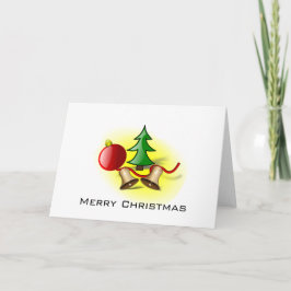 God jul ~ Red Boll, Klockor och Träd Helgkort