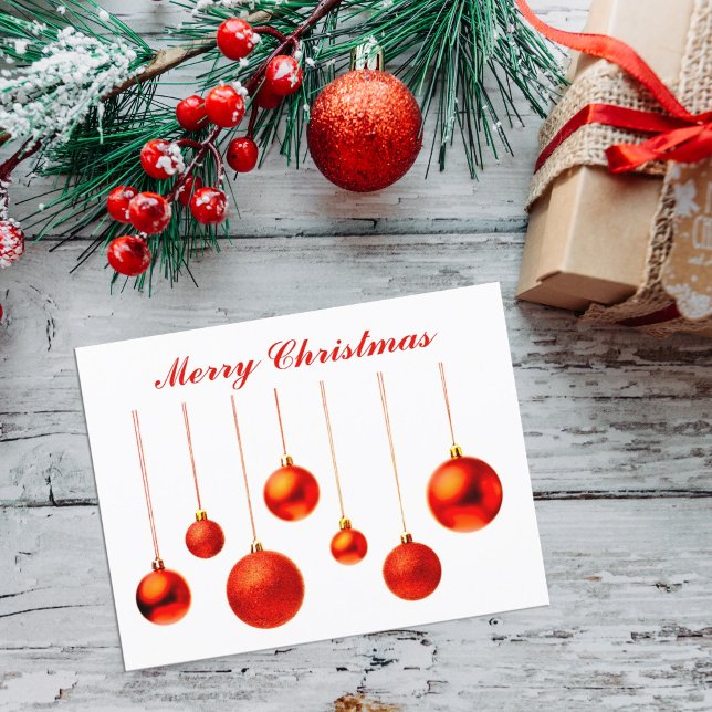 God jul Red Bollar dekoration med text Helg Vykort (Skapare uppladdad)
