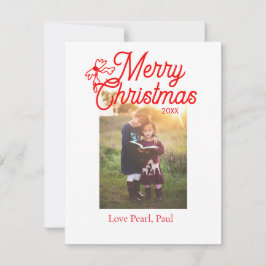 God jul Red bow children foto modern elegant Julkort