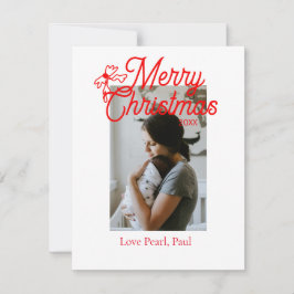 God jul Red bow children foto modern elegant Julkort