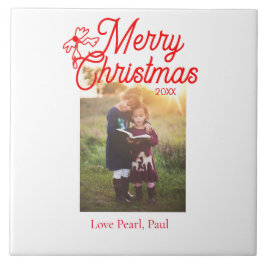 God jul Red bow children foto modern elegant Kakelplatta