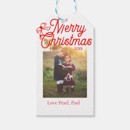 God jul Red bow children foto modern elegant Presentetikett