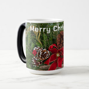 God jul Red Bow Gräs Cones Gräs Grenar Magisk Mugg
