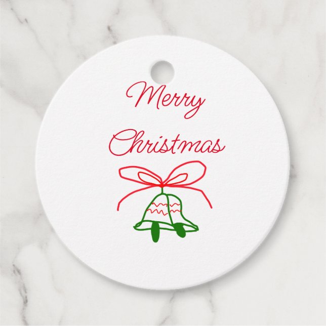 God jul Red bow grönt jingle klockor snyggt Gåvor Etiketter (Framsida)