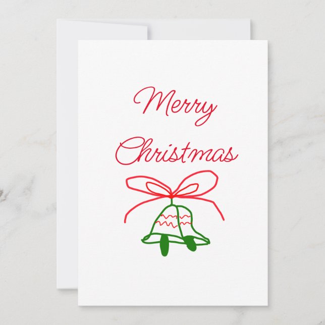 God jul Red bow grönt jingle klockor snyggt Inbjudningar (Framsida)