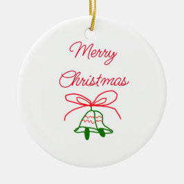God jul Red bow grönt jingle klockor snyggt Julgransprydnad Keramik