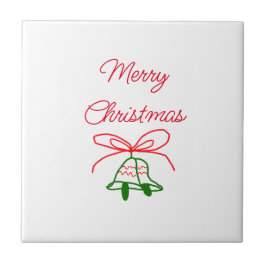 God jul Red bow grönt jingle klockor snyggt Kakelplatta