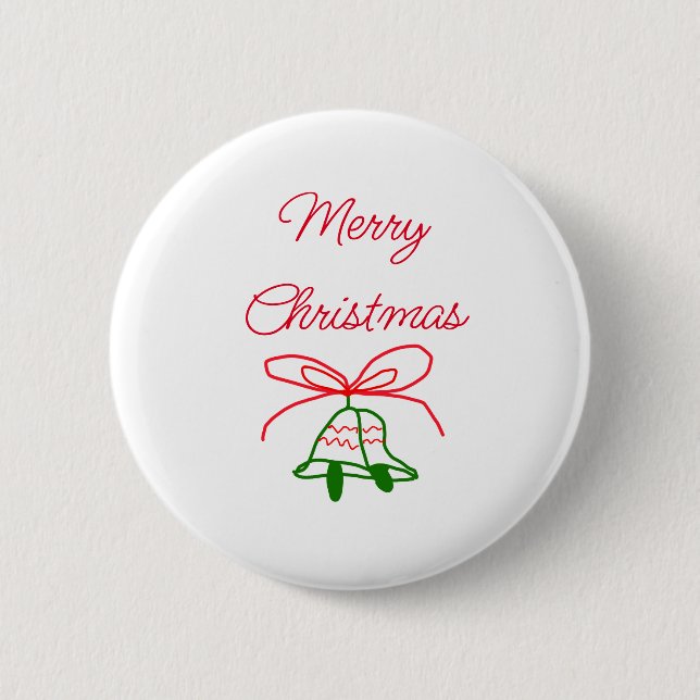 God jul Red bow grönt jingle klockor snyggt Knapp (Framsida)