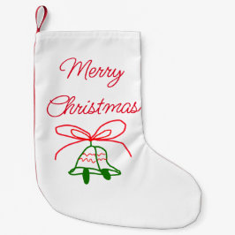 God jul Red bow grönt jingle klockor snyggt Liten Julstrumpa