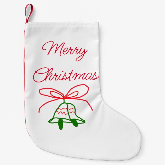 God jul Red bow grönt jingle klockor snyggt Liten Julstrumpa (Framsidan)