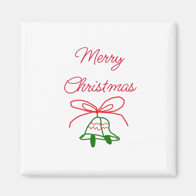 God jul Red bow grönt jingle klockor snyggt Magnet (Framsidan)