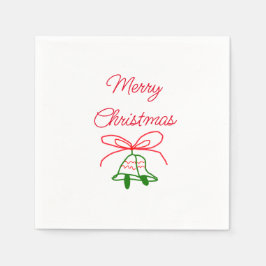 God jul Red bow grönt jingle klockor snyggt Pappersservett