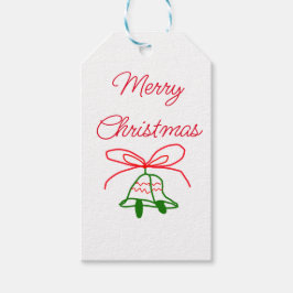 God jul Red bow grönt jingle klockor snyggt Presentetikett
