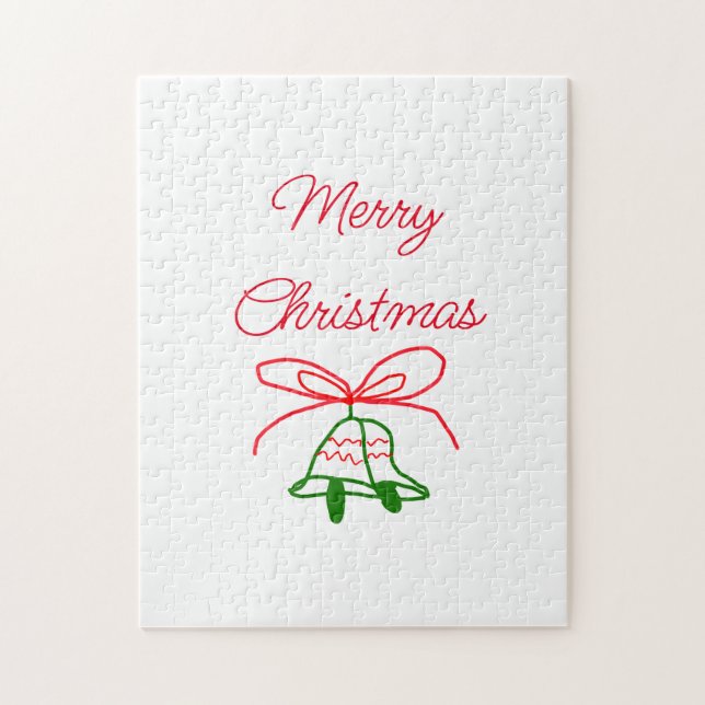 God jul Red bow grönt jingle klockor snyggt Pussel (Vertikal)