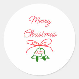 God jul Red bow grönt jingle klockor snyggt Runt Klistermärke