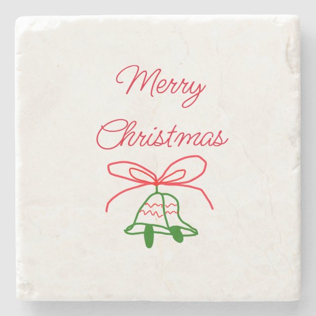 God jul Red bow grönt jingle klockor snyggt Stenunderlägg (Framsidan)