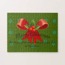 God jul Red Bow Holly och Snöflingor