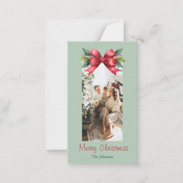 God jul Red Bow Personlig Photo Card Anteckningskort