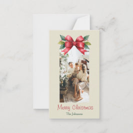 God jul Red Bow Personlig Photo Card Anteckningskort
