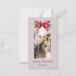 God jul Red Bow Personlig Photo Card Anteckningskort