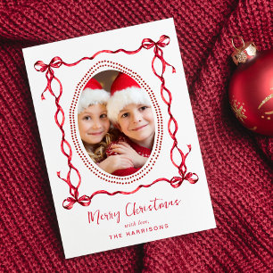 God jul Red Bows Photo Julkort
