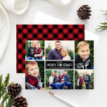 god jul Red Buffalo Play Photo Collage Julkort<br><div class="desc">Ett enkelt och modernt julkort i stil har sex (6) foton,  en anpassningsbar Julhälsningar och en röd och svart buffel visar mönster på baksidan. Foton kredit: Två fiskfotografier www.twofishphoto.com</div>