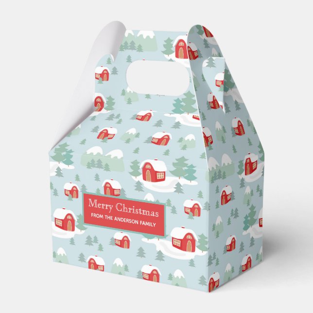 God jul Red Cabin Personlig Namn Presentaskar (Framsidan Sidan)