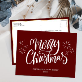 God jul Red Calligraphy Business Modern Helg Vykort