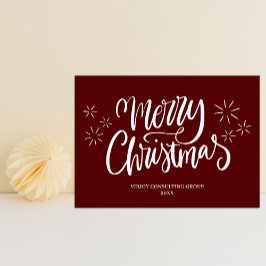 God jul Red Calligraphy Business Modern Julkort