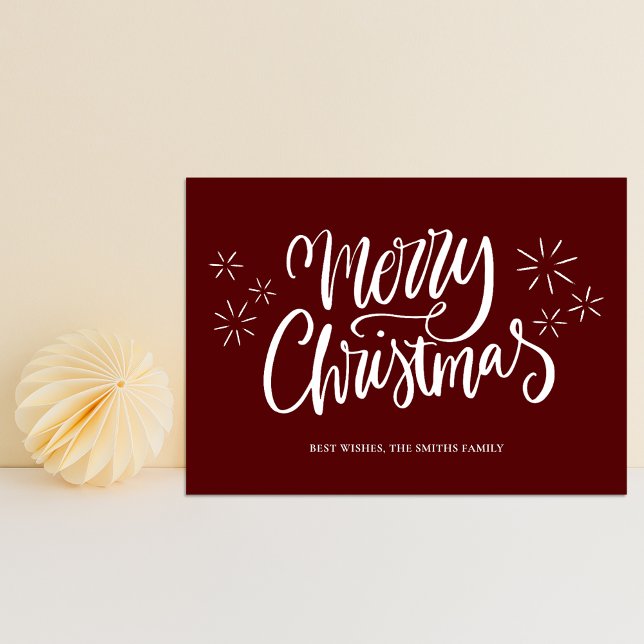 God jul Red Calligraphy Modern non Photo Julkort (Skapare uppladdad)