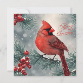 God jul Red Cardinal och Berries Julkort