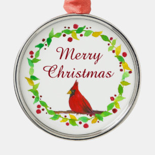 God jul Red Cardinal Watercolor Julgransprydnad Metall