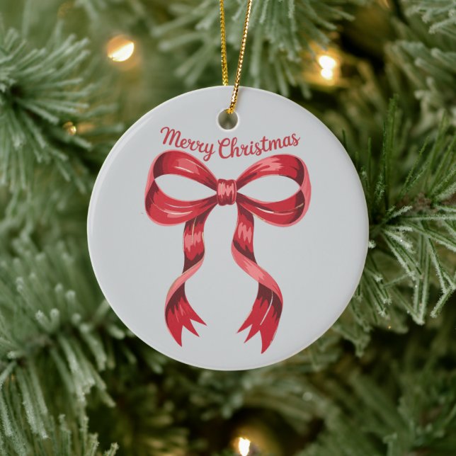 God jul Red Coquette Bow Girly Julgransprydnad Keramik (Träd)